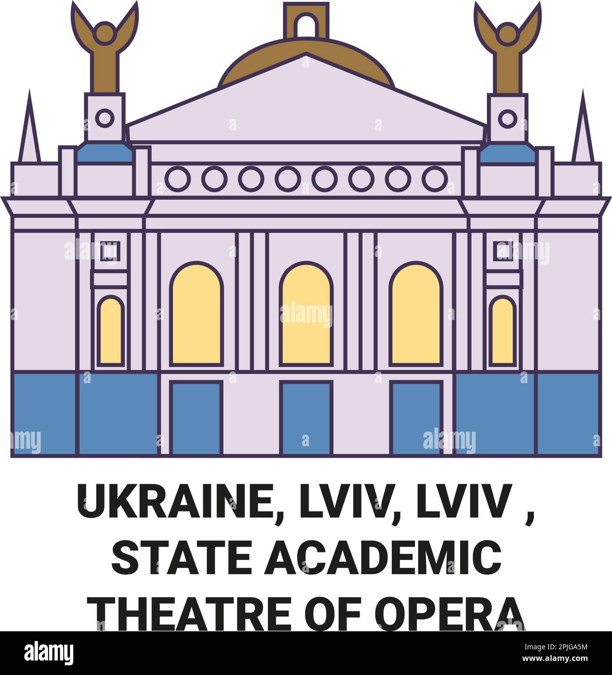 Ukraine, Lemberg, Lemberg, Staatliches Akademisches Theater der Oper Reise Landmark-Illustration Stock Vektor