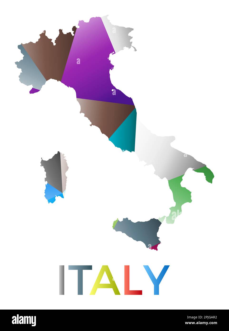 Helle italienische Form. Mehrfarbiges Country-Logo im geometrischen Stil. Modernes, trendiges Design. Stilvolle Vektorillustration. Stock Vektor