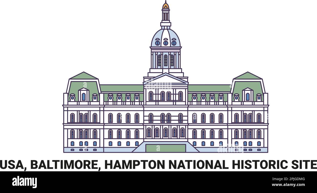 USA, Baltimore, Hampton National Historic Site, Wegweiser-Vektor-Illustration Stock Vektor