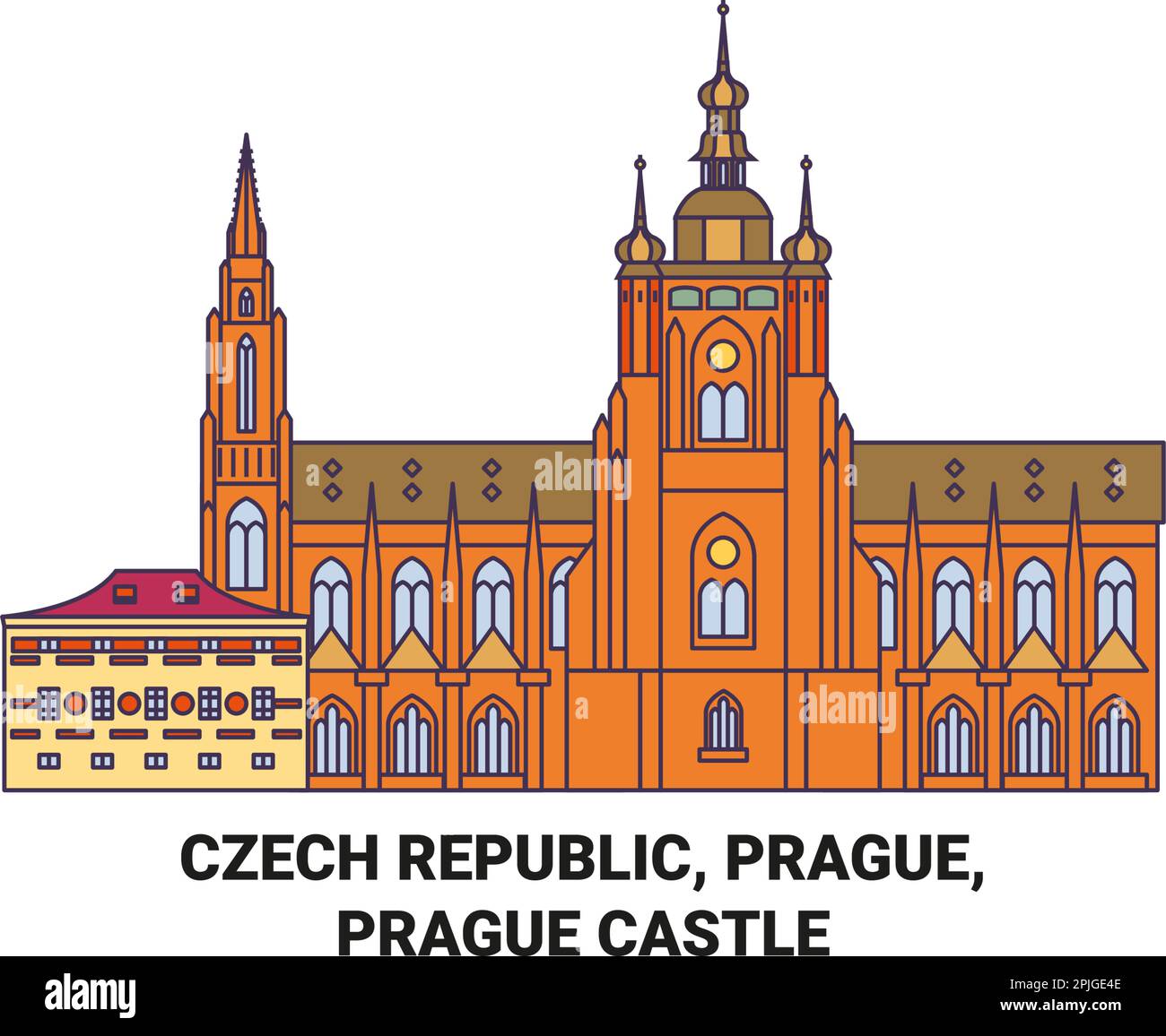 Tschechische Republik, Prag, Prager Burg Reise Wahrzeichen Vektordarstellung Stock Vektor