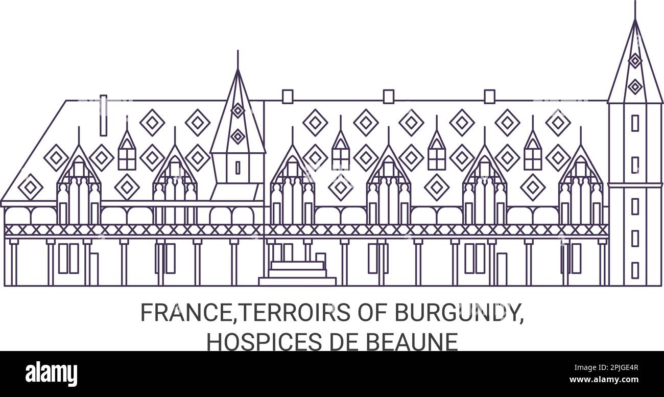 Frankreich, Terroirs von Burgund, Hospices De Beaune Reise Landmark Vector Illustration Stock Vektor