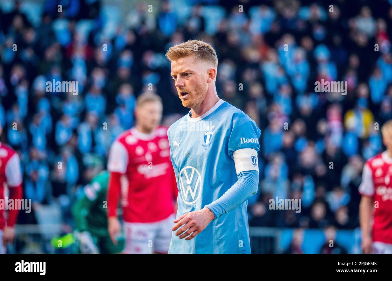 Malmoe, Schweden. 01., 2023. April. Anders Christiansen (10) von Malmo FF während des Allsvenskan-Spiels zwischen Malmo FF und Kalmar FF im Eleda-Stadion in Malmoe. (Foto: Gonzales Photo - Joe Miller). Stockfoto