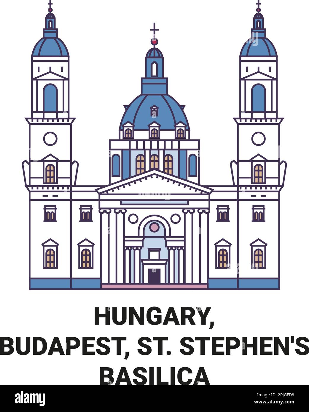Ungarn, Budapest, St. Stephens Basilika Reise-Wahrzeichen-Vektordarstellung Stock Vektor