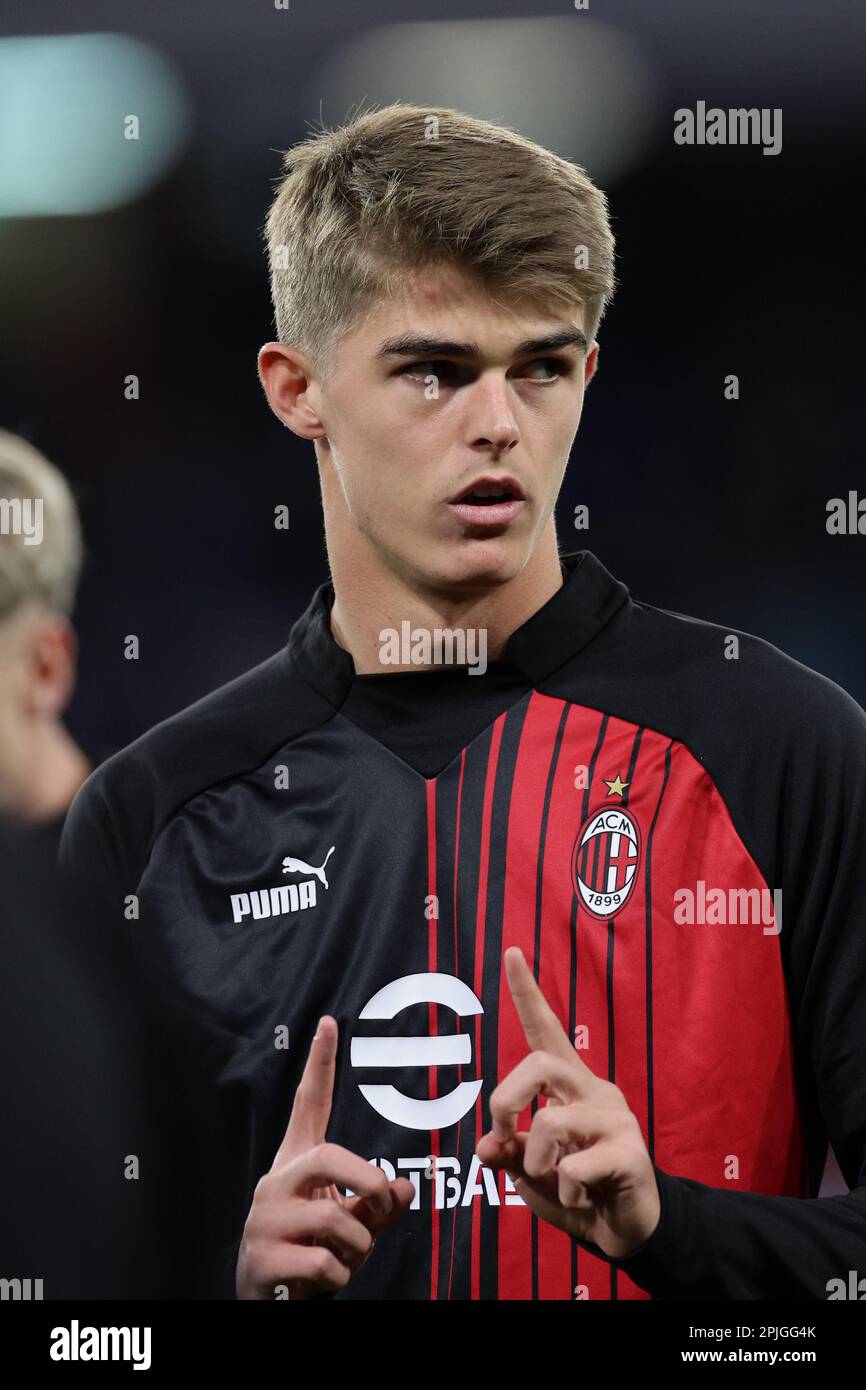 Neapel, Italien. 02. April 2023. Charles De Ketelaere vom AC Milan vor