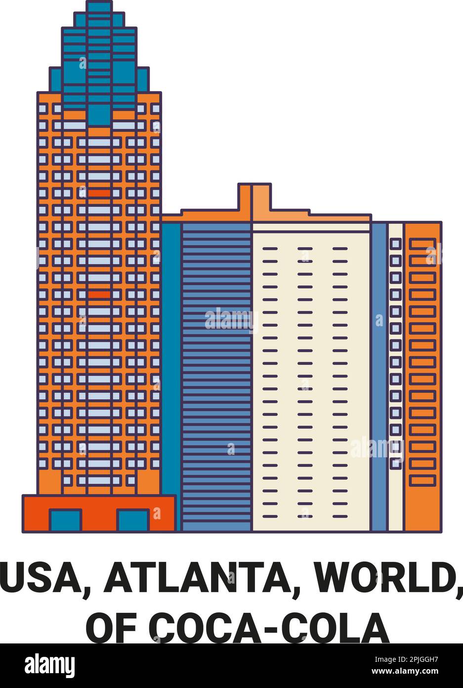 USA, Atlanta, Welt, von CocaCola Reise-Wahrzeichen-Vektordarstellung Stock Vektor