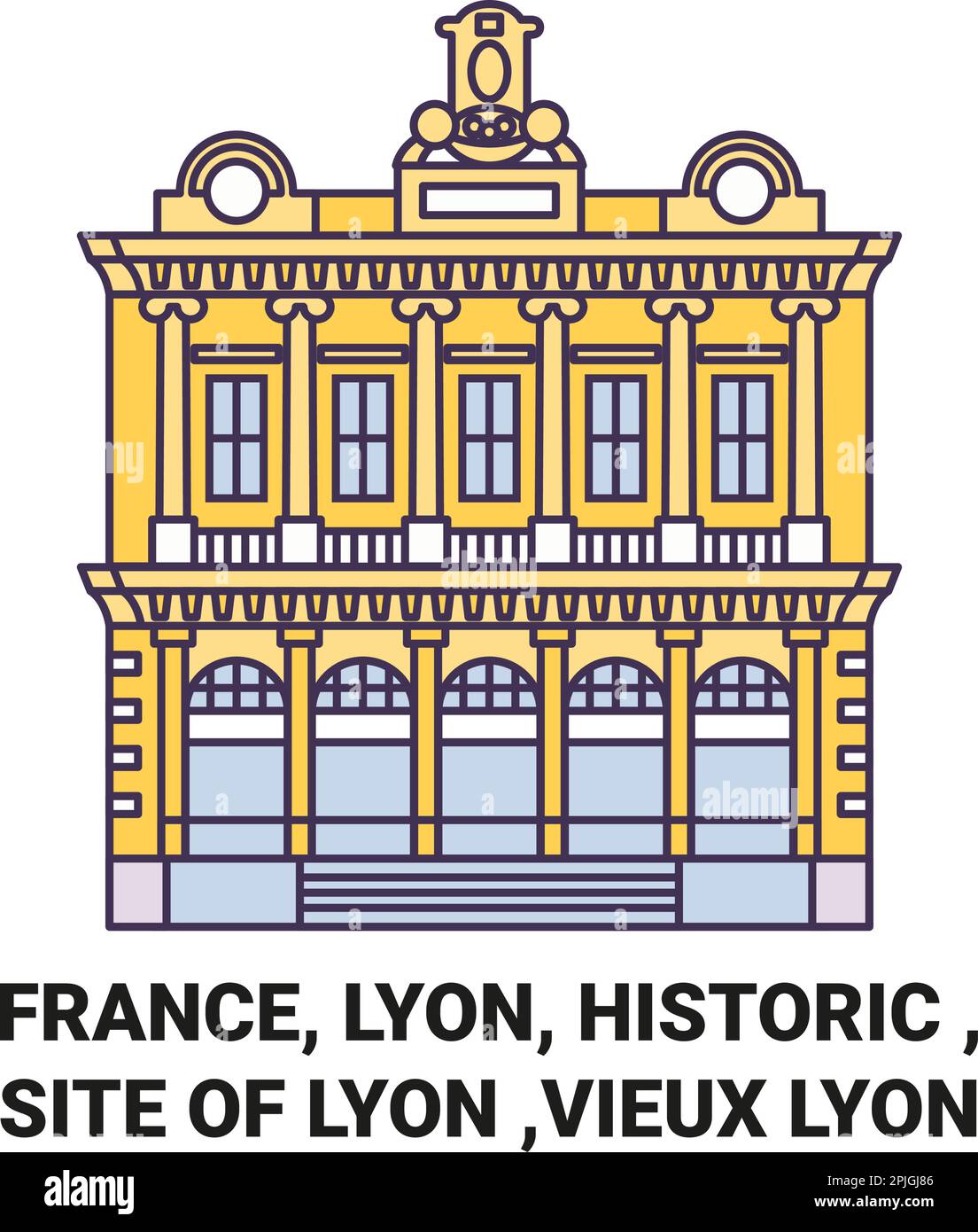 Frankreich, Lyon, historisch , Stätte Lyon , Vieux Lyon Reise Wahrzeichen Vektordarstellung Stock Vektor