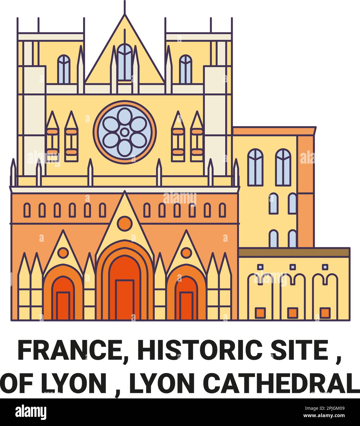 Frankreich, historische Stätte , Lyon Kathedrale, Reise Wahrzeichen Vektordarstellung Stock Vektor