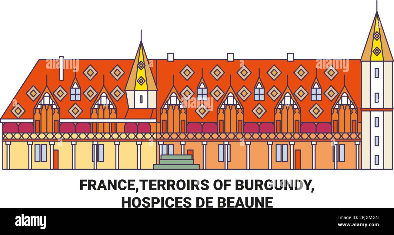 Frankreich, Terroirs von Burgund, Hospices De Beaune Reise Landmark Vector Illustration Stock Vektor