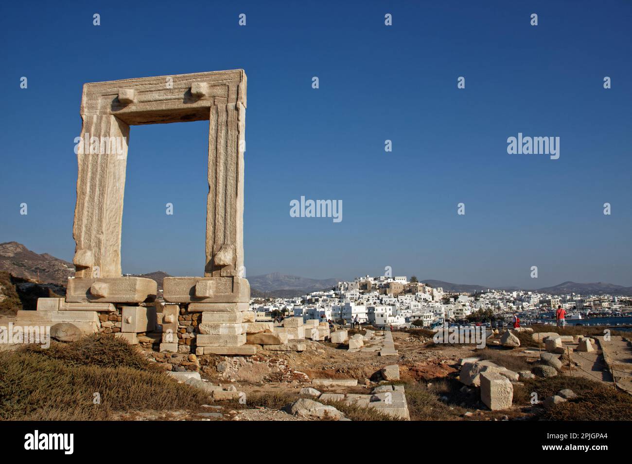 Der Tempel des Apollo (Portara) in Naxos, Griechenland Stockfoto