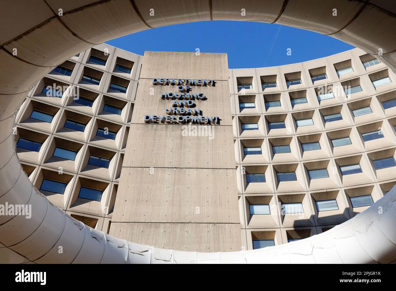 Außenbeschilderung in den USA Department of Housing and Urban Development, 451 7. St SW, Washington DC. Stockfoto