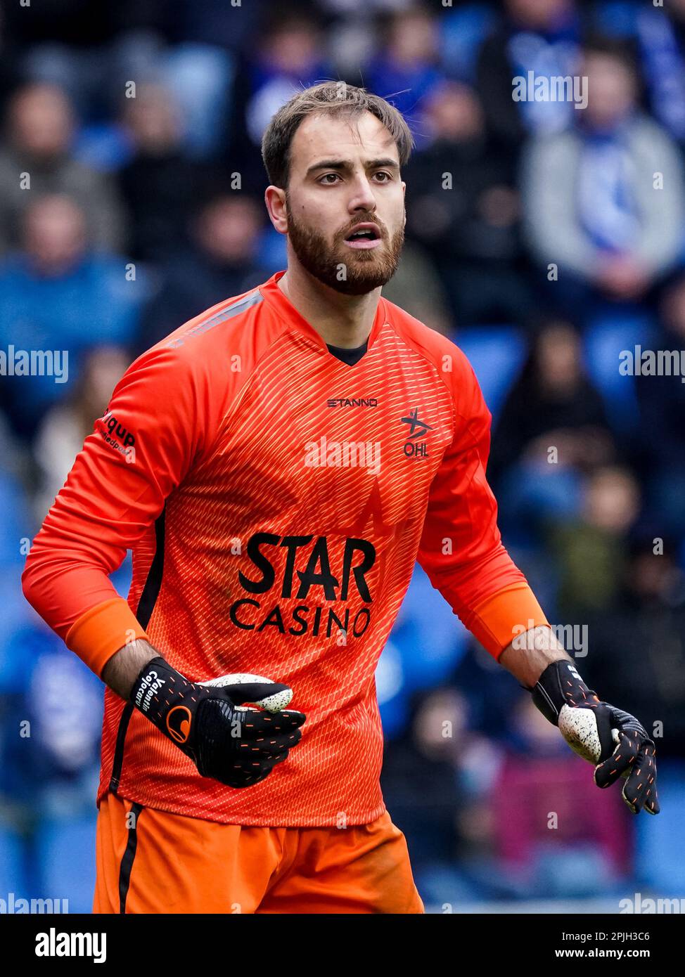 Genk, Belgien. 02. April 2023. GENK, BELGIEN - APRIL 2: Valentin Cojocaru von OH Leuven während des Spiels der Jupiler Pro League zwischen KRC Genk und OH Leuven in der Cegeka Arena am 2. April 2023 in Genk, Belgien (Foto: Jeroen Meuwsen/Orange Pictures). Guthaben: Orange Pics BV/Alamy Live News Stockfoto