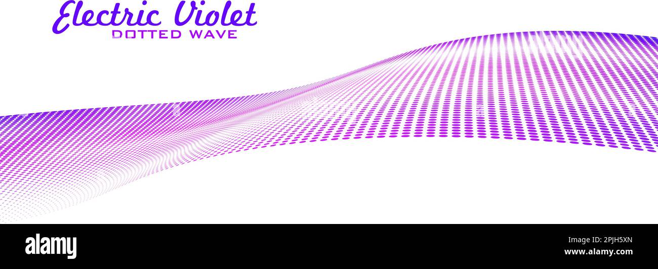 Abstrakte elektrische violette perspektivische gepunktete Welle mit Halbtoneffekt. Vektorgrafiken Stock Vektor