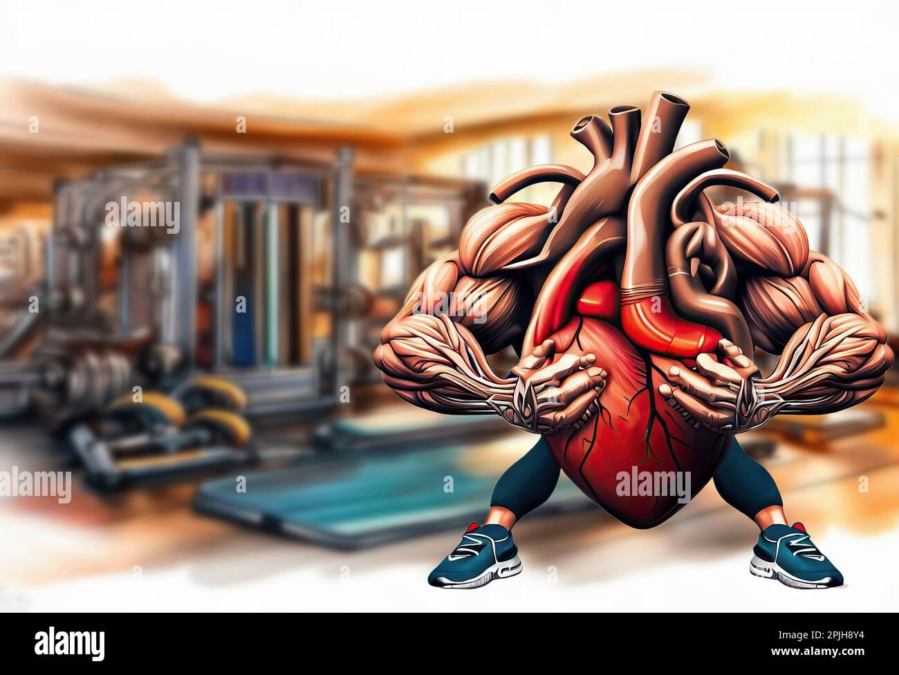Trainiere dein Herz, ein konzeptionelles Bild, das zeigt, wie viel Gymnastik gut für das Herz ist Stockfoto