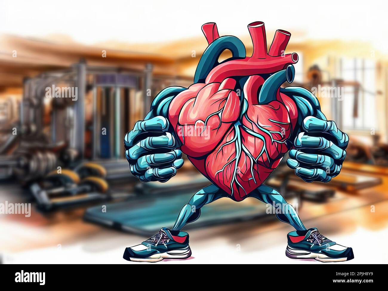 Trainiere dein Herz, ein konzeptionelles Bild, das zeigt, wie viel Gymnastik gut für das Herz ist Stockfoto