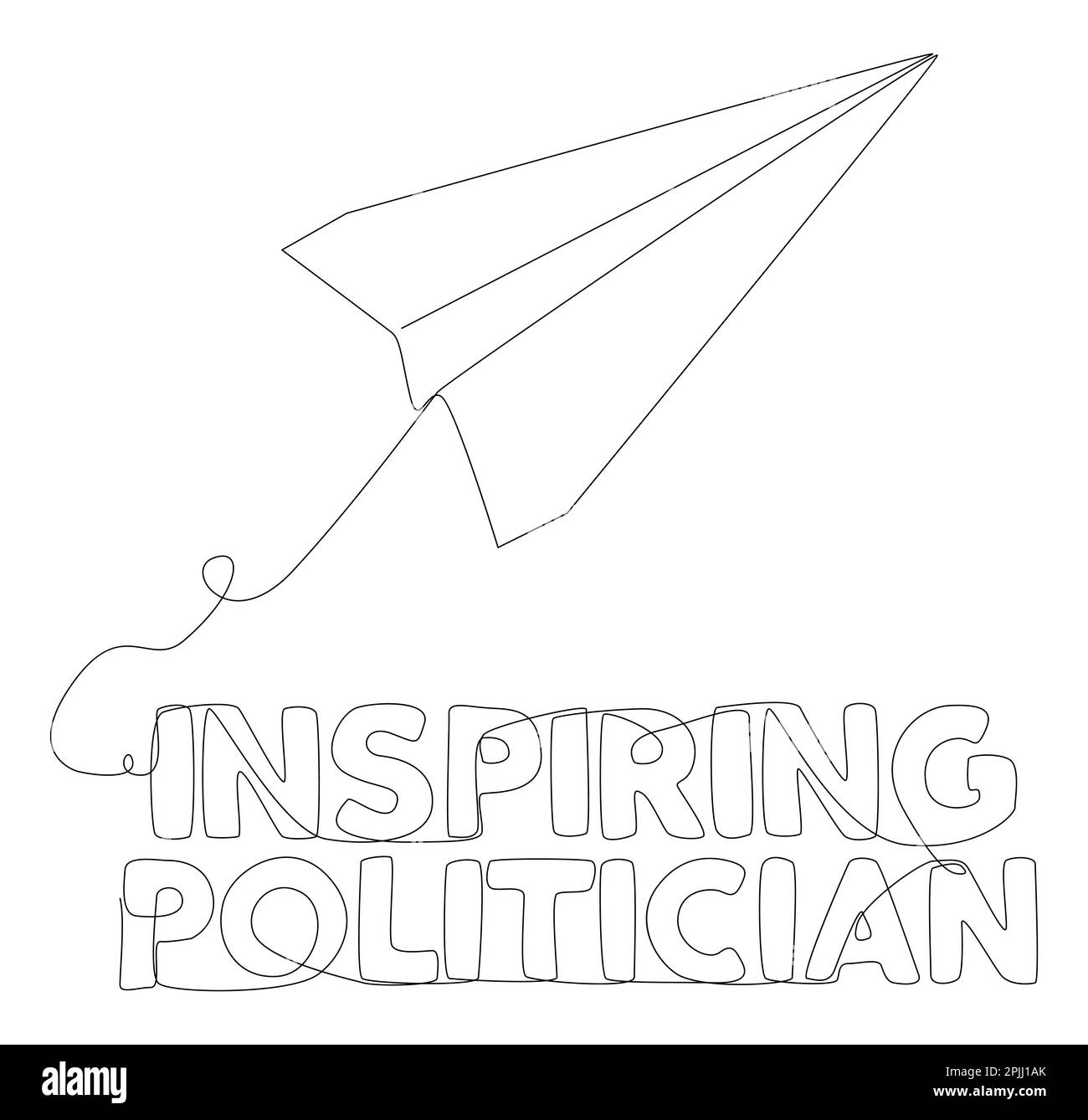 Eine durchgehende Zeile von Paper Airplane mit inspirierendem politischem Text. Vektorkonzept zur Darstellung dünner Linien. Kontur Zeichnen kreativer Ideen. Stock Vektor