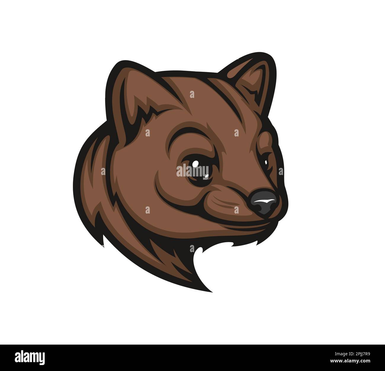 Isoliertes Vektormaskottchen oder Symbol für Sable Head. Cartoon-Wildtier mit weichem, warmem Fell. Marder, kleine Allesfresser mit braunem Fell. Anmutig Stock Vektor