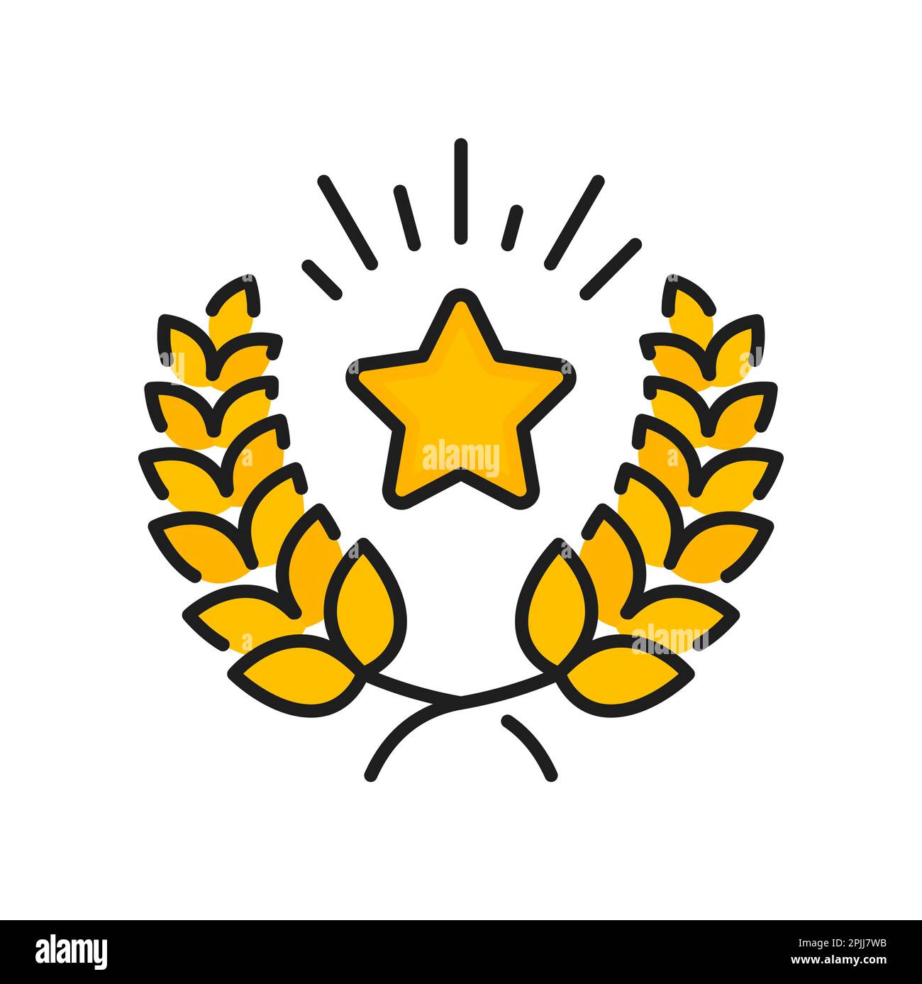 Goldener Stern und Lorbeerkranz-Vektorsymbol. Besondere Vorteile und Prämien, exklusive Bonuspunkte, Preis oder Geschenk für VIP-Mitglieder mit Kundenbindung Stock Vektor