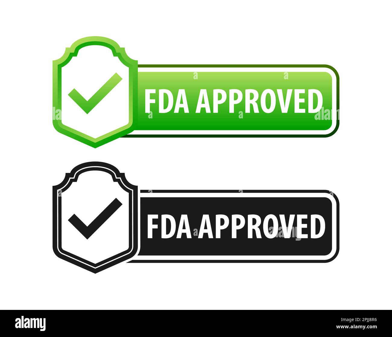 Etikett mit FDA-Zulassung. Von der FDA validierte Qualitäts- und Sicherheitssicherung Stock Vektor