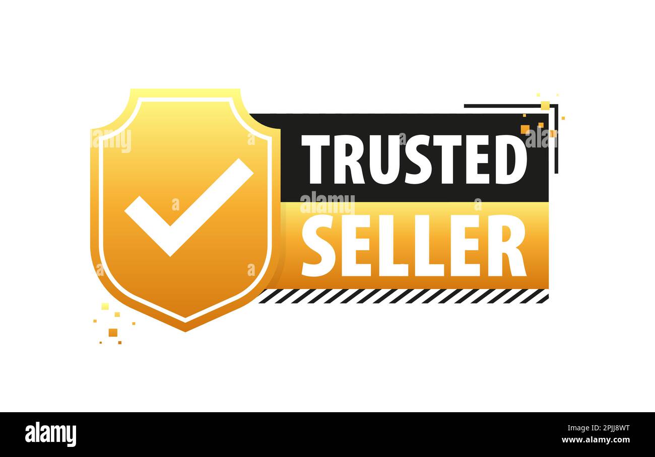 Etikett „Vertrauenswürdiger Verkäufer“. Vertrauen und Zuverlässigkeit bei jeder Transaktion Stock Vektor
