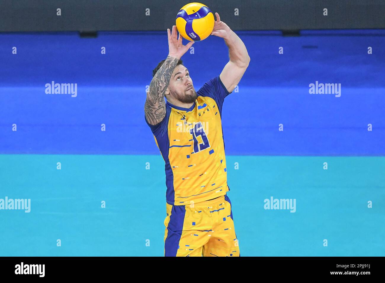 Vitaliy Shchytkov (Ukraine). Volleyball-Weltmeisterschaft 2022. Quartalsfinale Stockfoto