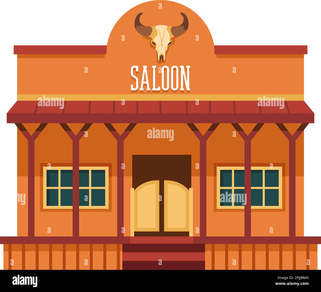 Saloon aus dem amerikanischen Westen, architektonischer Stil Stock Vektor