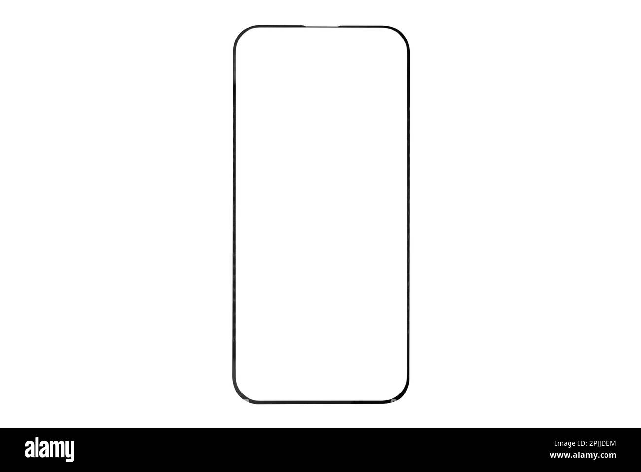Schutzglas für Mobiltelefon oder Smartphone isoliert auf weißem Hintergrund. Smartphone-Schutzfolie aus transparentem mehrschichtigem Glas Stockfoto