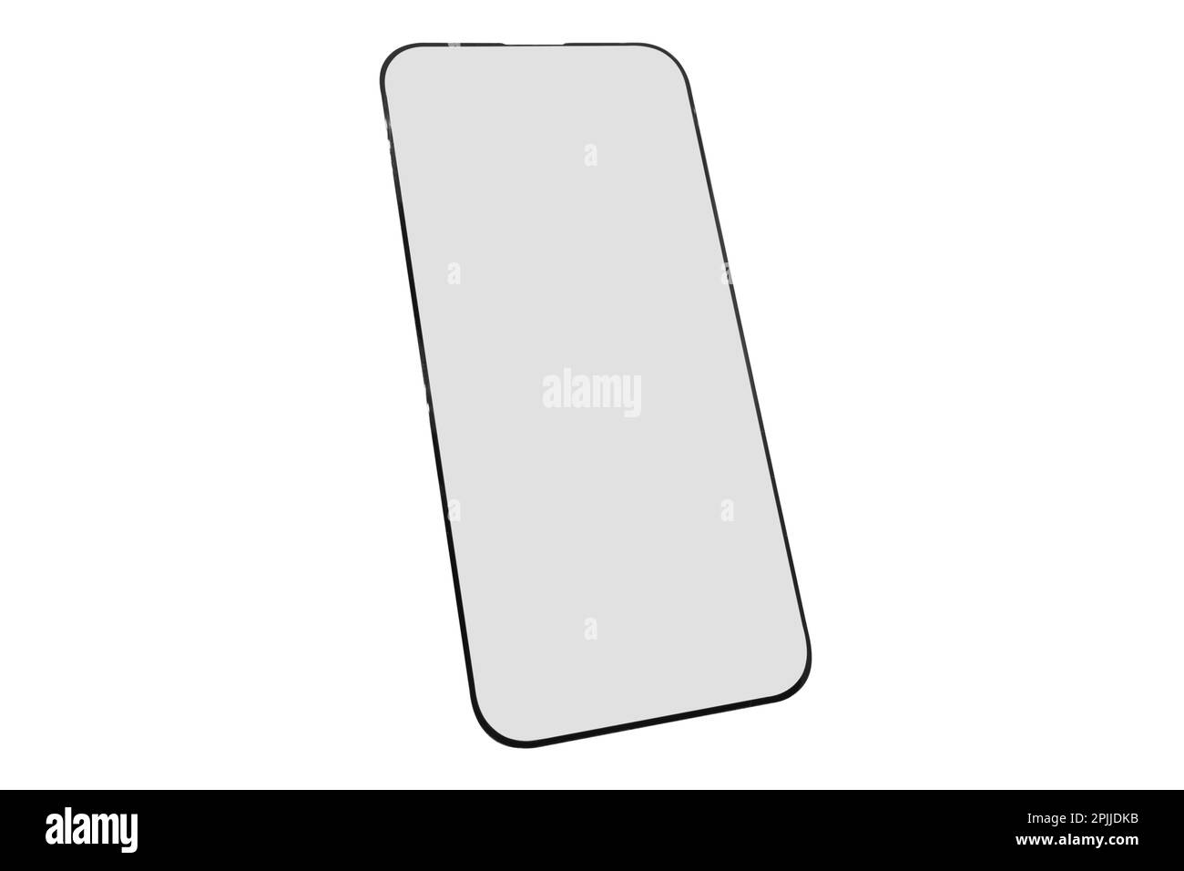 Schutzglas für Mobiltelefon oder Smartphone isoliert auf weißem Hintergrund. Smartphone-Schutzfolie aus transparentem mehrschichtigem Glas Stockfoto