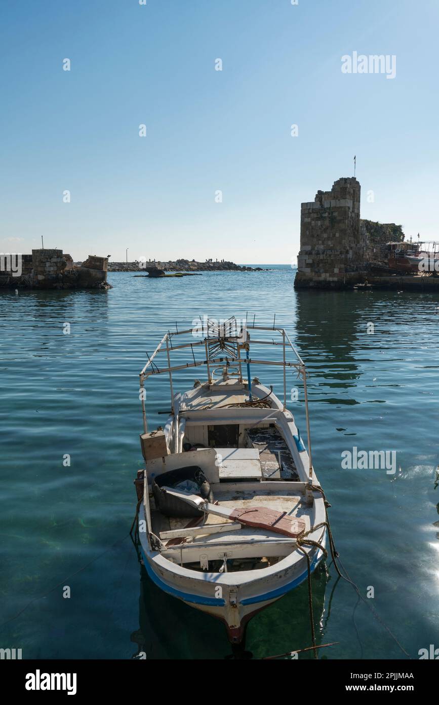 Fischerboot Byblos libanon Naher Osten Stockfoto