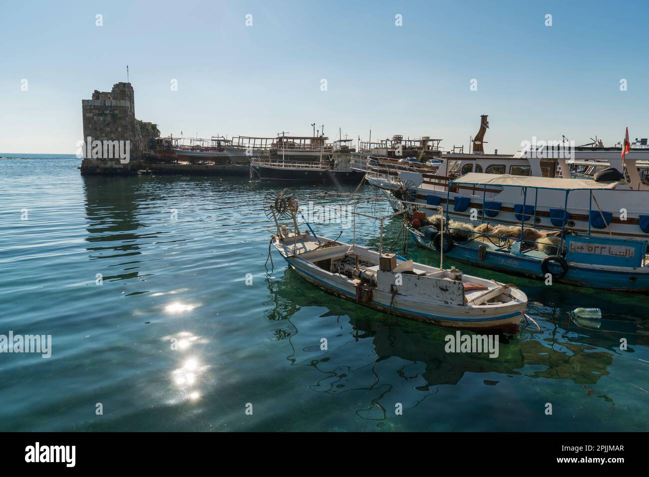 Fischerboot Byblos libanon Naher Osten Stockfoto