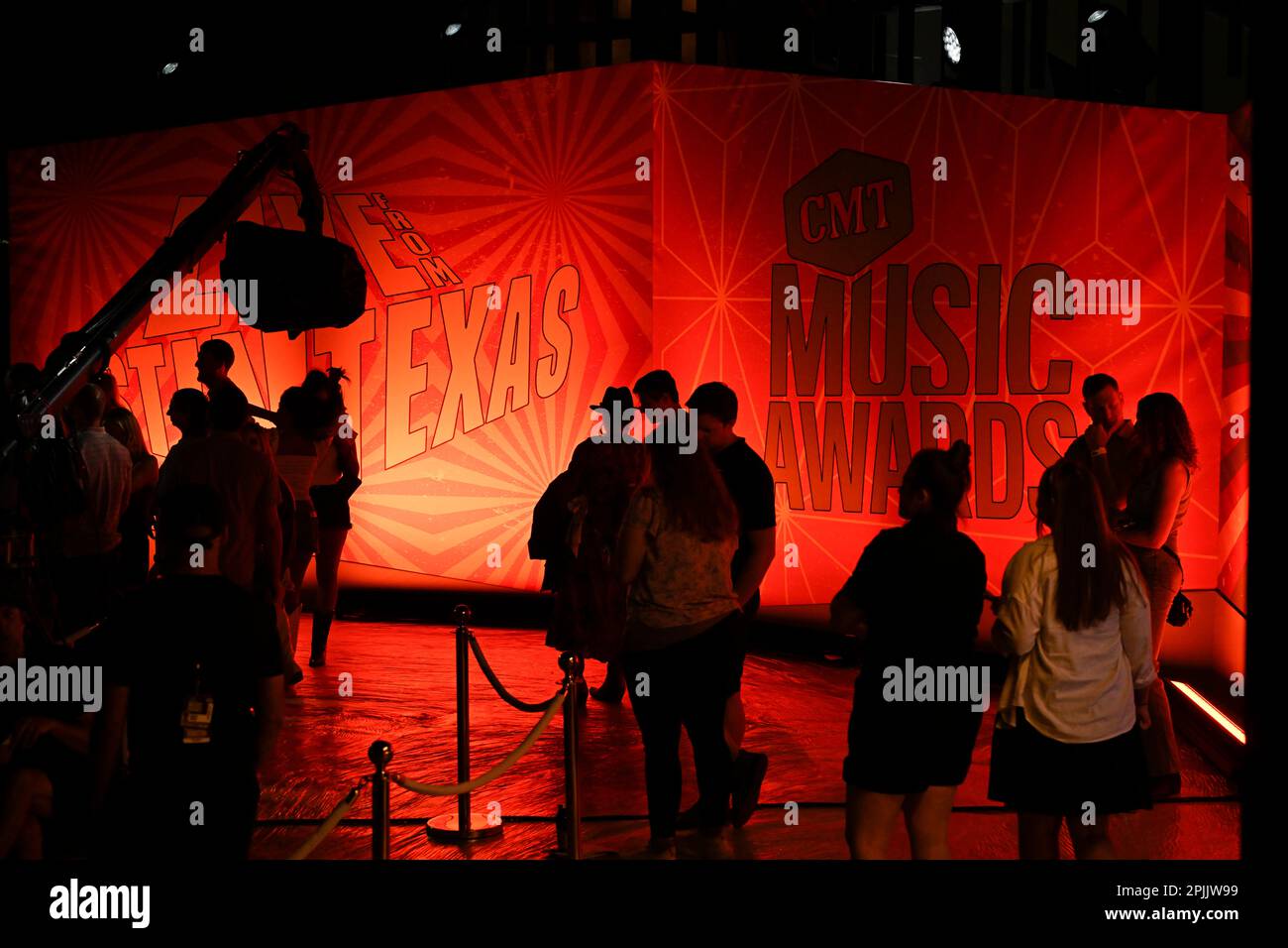 Austin Texas, USA, April 1 2023: Allgemeiner Überblick über den Bühnenbereich von RAM Truck Outdoor während der Aufnahme von aufstrebenden Musical-Acts bei den Country Music Television Awards im Austin's Moody Center. Kredit: Bob Daemmrich/Alamy Live News Stockfoto