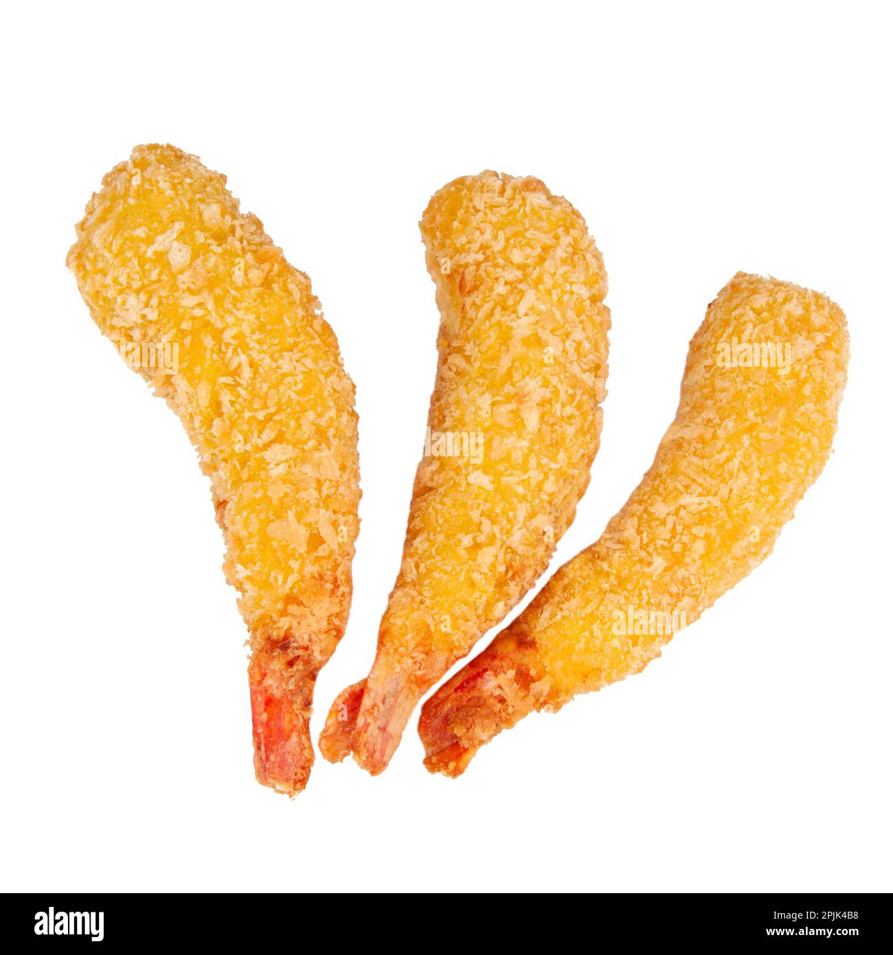 Knuspriger Snack mit frittierten Garnelen, isoliert auf weißem Hintergrund Stockfoto