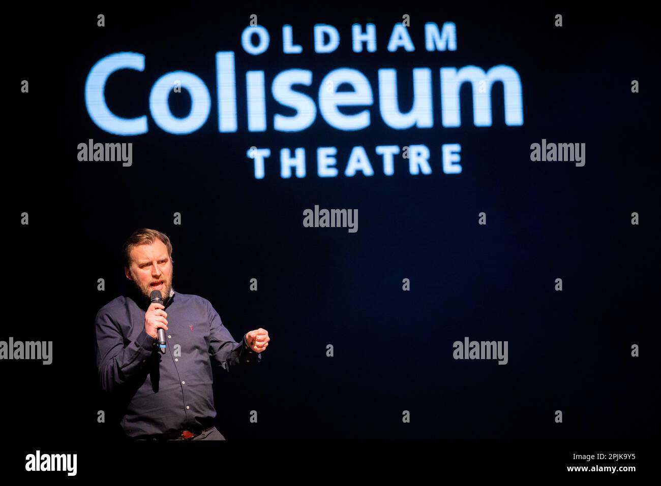 Oldham Coliseum Theatre letzte Vorstellung - 31. März 2023. Chris Lawson, Chefgeschäftsführer und künstlerischer Direktor des Oldham Coliseum Theatre. Stockfoto
