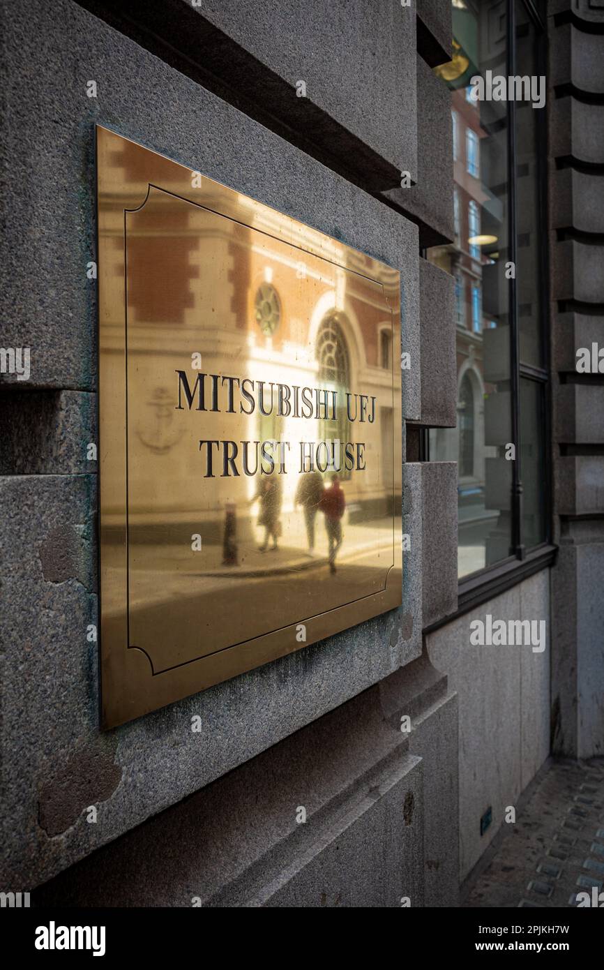MUFG Mitsubishi UFJ Trust and Banking London Branch, 24 Lombard St, London. London ist der Hauptsitz der MUFG in EMEA. Stockfoto