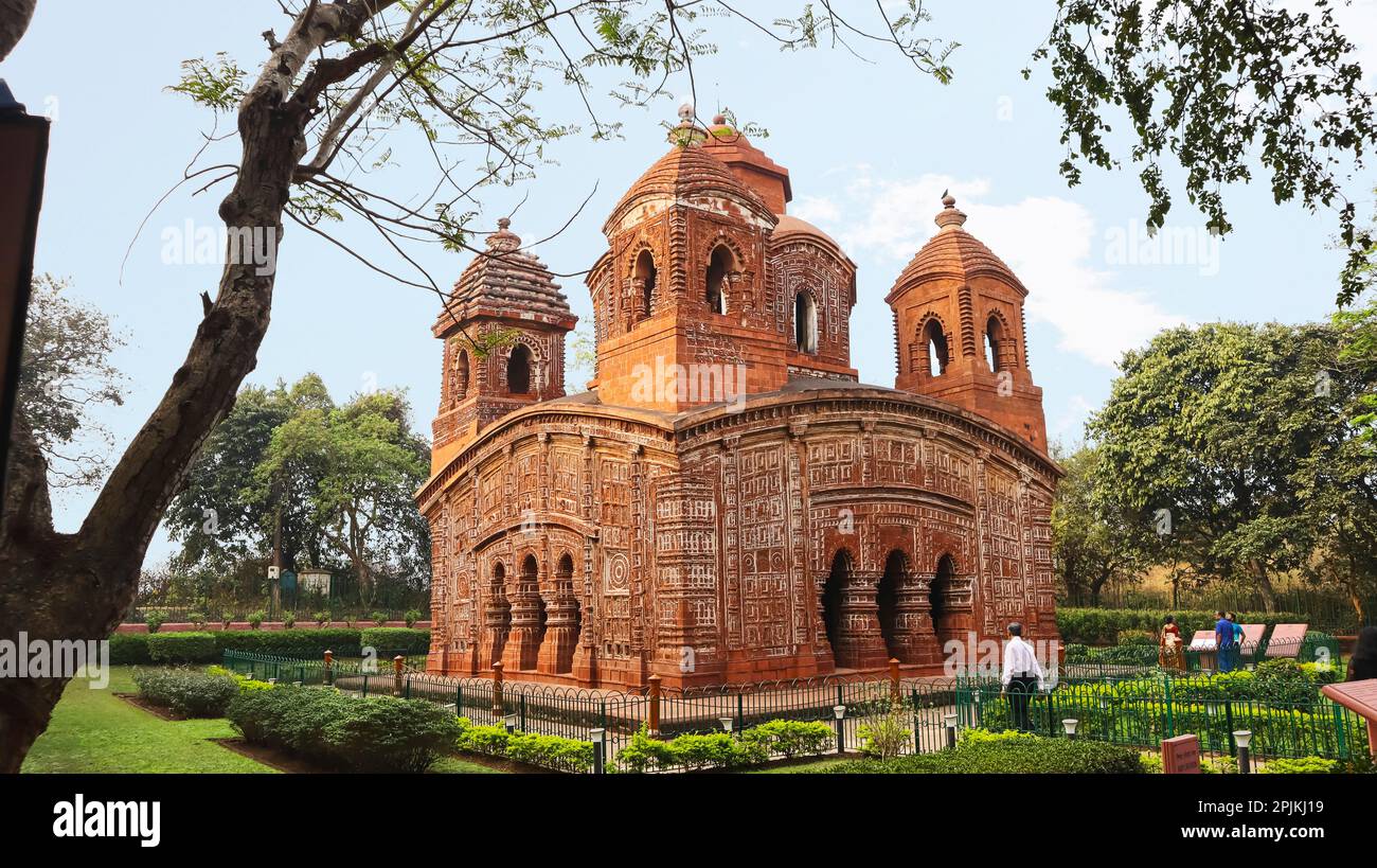 Blick auf den Shyam Rai Tempel, Bishnupur, Westbengalen, Indien. Stockfoto