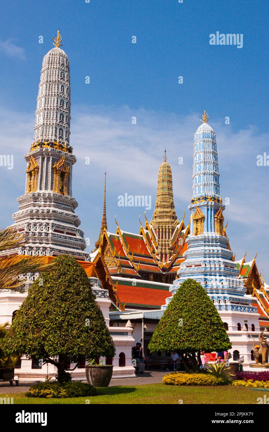 Thailand, Bangkok. Wat Phra Kaew (Tempel des Smaragd-Buddha). Stockfoto