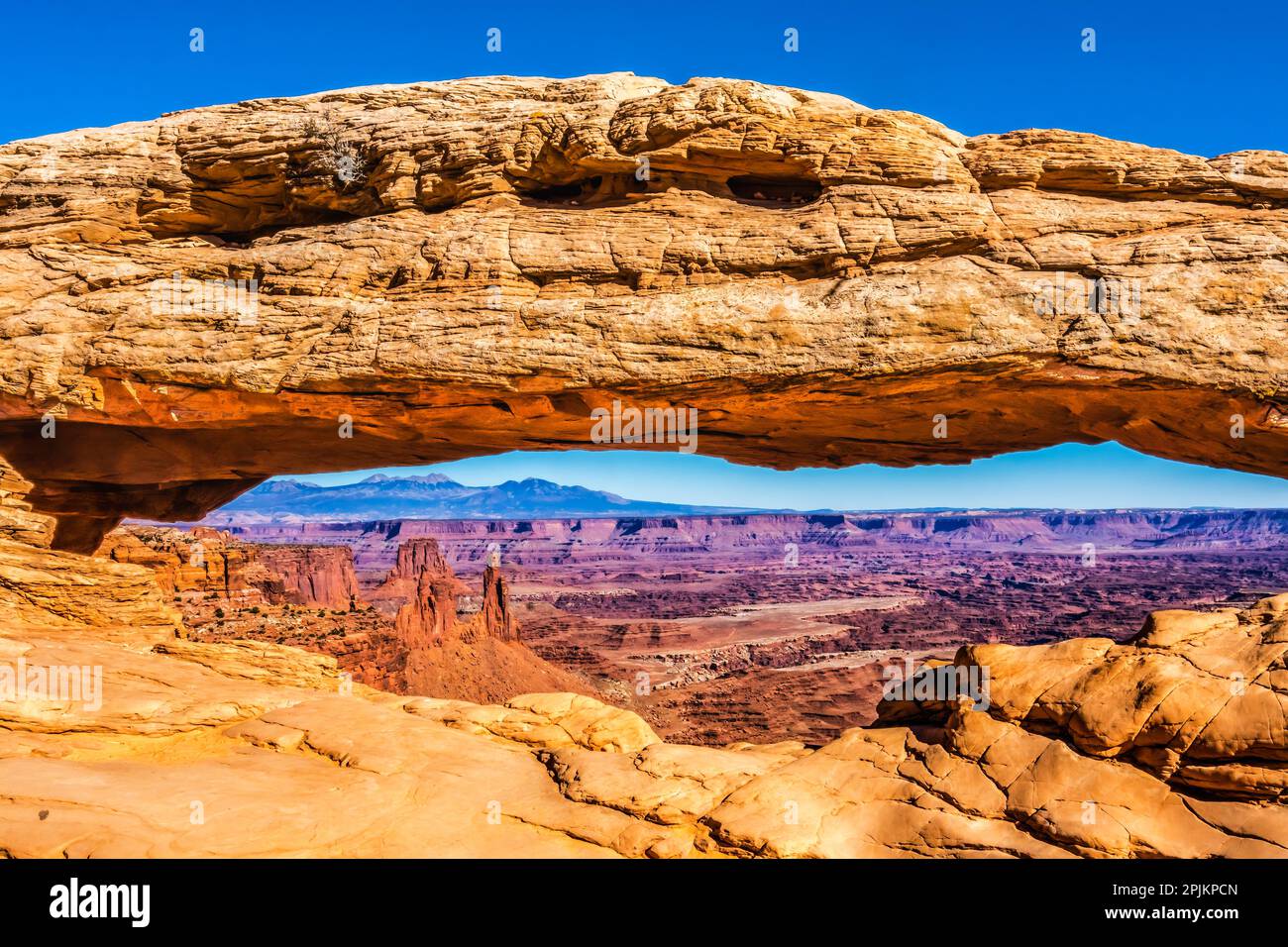 Mesa Arch, Red Rock Canyons, Canyonlands National Park, Moab, Utah. Stockfoto