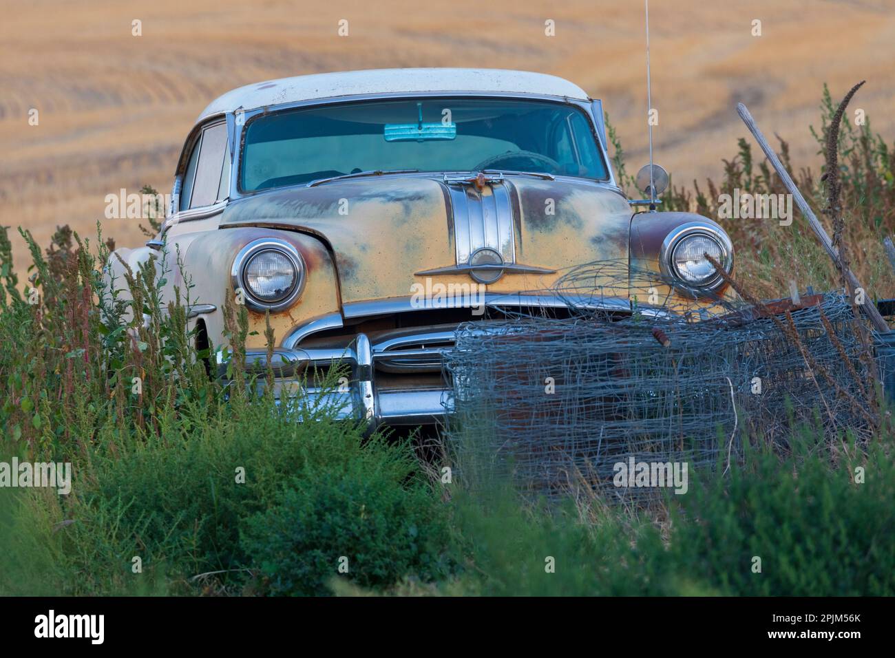 1954 Pontiac Star Chief. USA, Washington State, Whitman County, Palouse. Altes Auto auf der Wilcox Road, in der Nähe der Musgrove und Klaus Road. (Nur Redaktionelle Verwendung) Stockfoto