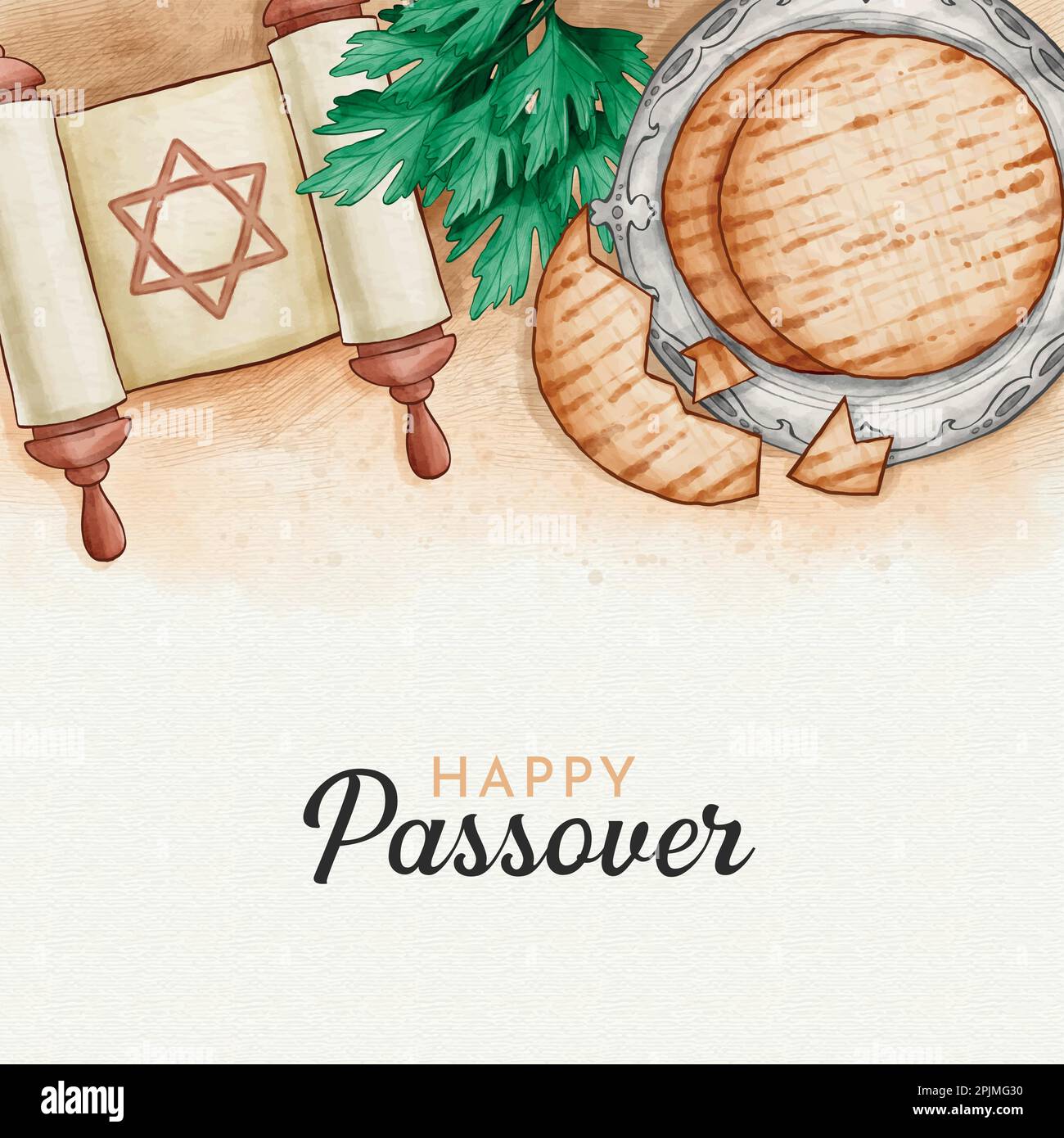 Grußkarte für den Passover. Feiern wir Seder Pesach Einladung, Grußkartenvorlage oder Weihnachtsflyer. Happy Passover Hintergrund. Vektor Stock Vektor