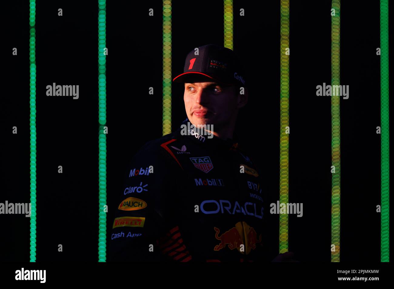 Albert Park, 2. April 2023 Max Verstappen (NED) von Team Red Bull im Parc Ferme nach dem Gewinn des australischen Formel-1-Grand Prix 2023. Corleve/Alamy Live News Stockfoto