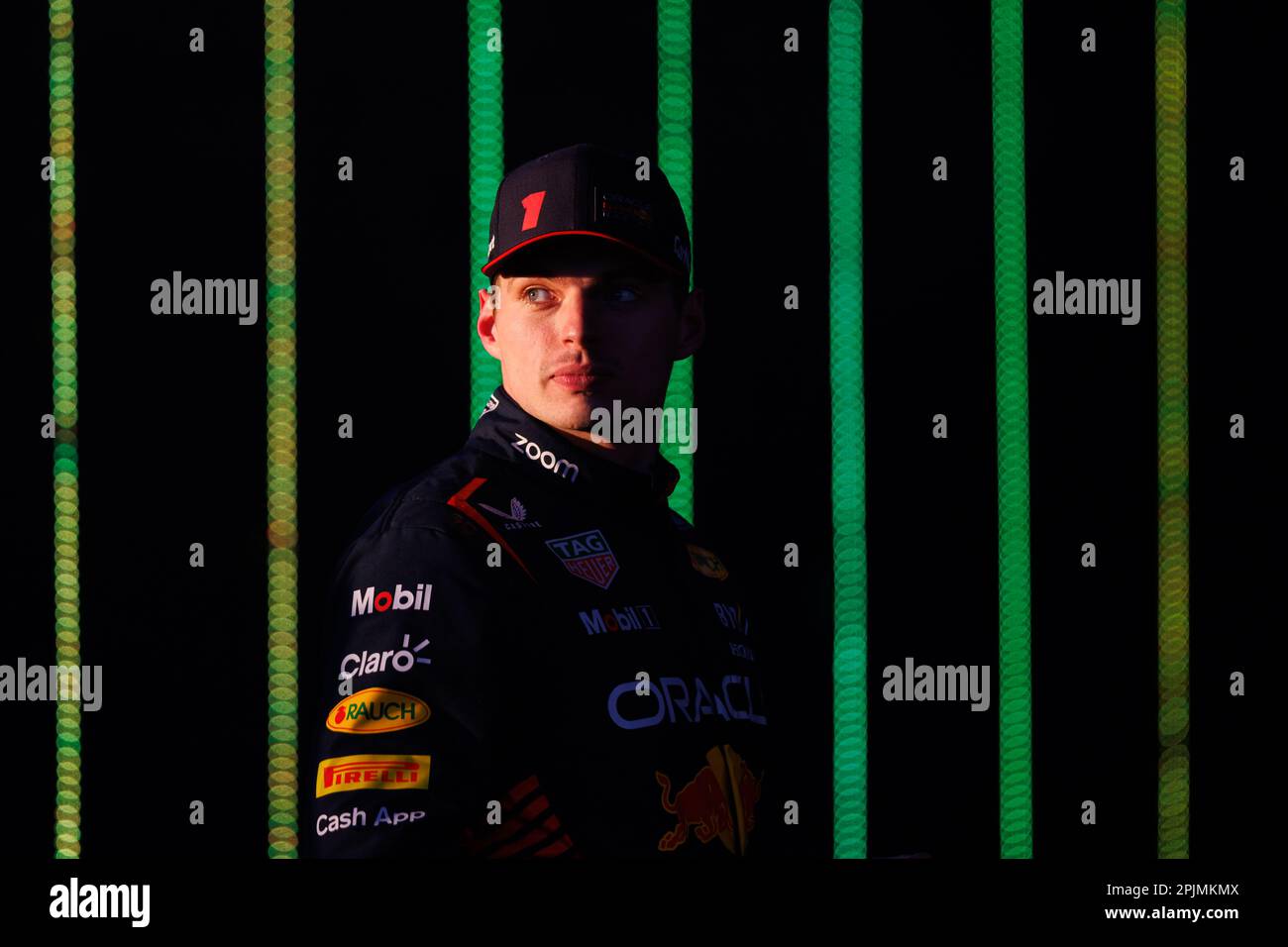 Albert Park, 2. April 2023 Max Verstappen (NED) von Team Red Bull im Parc Ferme nach dem Gewinn des australischen Formel-1-Grand Prix 2023. Corleve/Alamy Live News Stockfoto