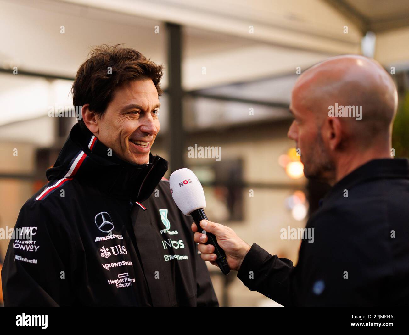 Albert Park, 2. April 2023 Toto Wolff, Teamleiter des AMG Petronas Mercedes F1-Teams bei einem Presser nach dem Rennen. Corleve/Alamy Live News Stockfoto