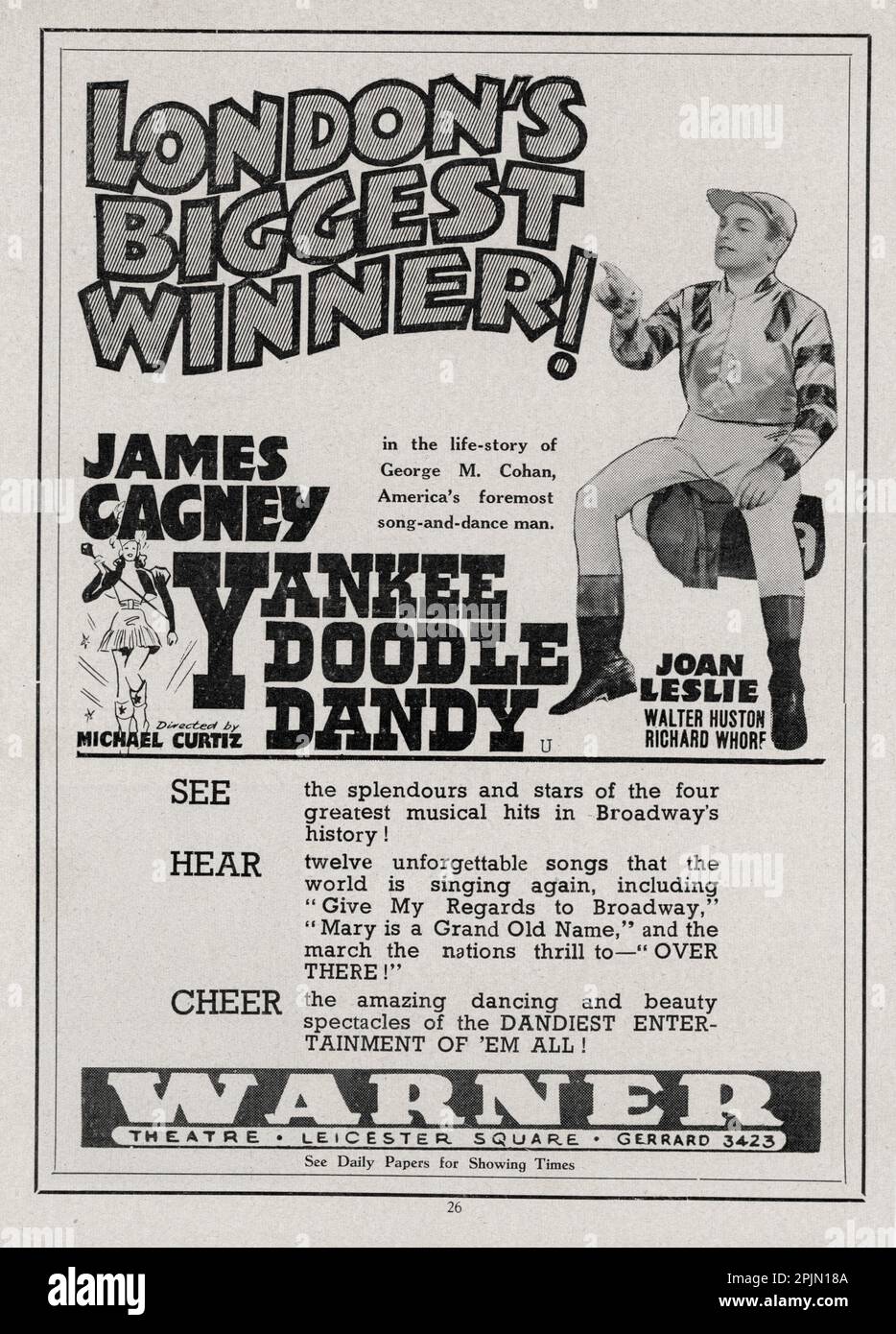 JAMES CAGNEY als George M. Cohan in YANKEE DOODLE DANDY 1942 Regisseur MICHAEL CURTIZ Warner Bros. Stockfoto