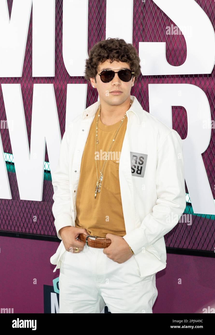 Austin, USA. 02. April 2023. Austin Mahone betritt am 2. April 2023 bei den CMT Awards in Austin, Texas, den roten Teppich. (Foto: Stephanie Tacy/SIPA USA) Guthaben: SIPA USA/Alamy Live News Stockfoto