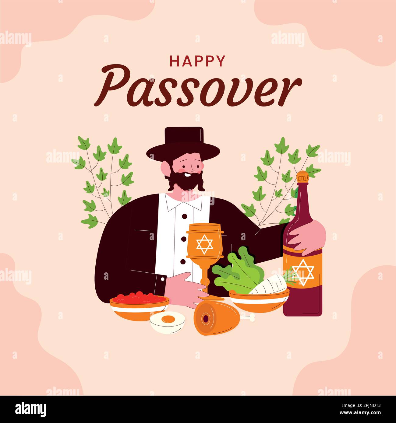 Grußkartenset für den Passover. Feiern wir Seder Pesach Einladung, Grußkartenvorlage oder Weihnachtsflyer. Happy Passover Hintergrund. Vektor illustr Stock Vektor