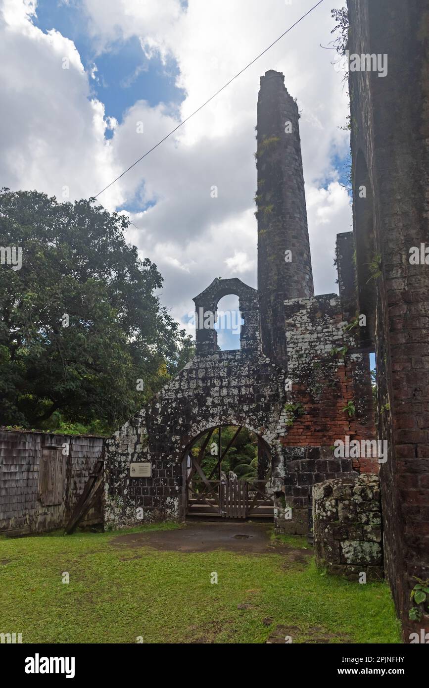 Ruinen der Zuckerfabrik, Wingfield Estate, Romney Manor, St. Kitts, Karibik Stockfoto