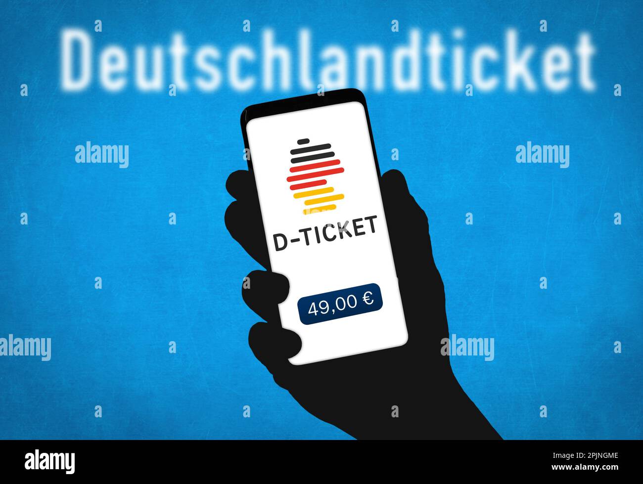Deutschlandticket 49 Euro Ticket - ÖPNV auf dem Handy Stockfoto