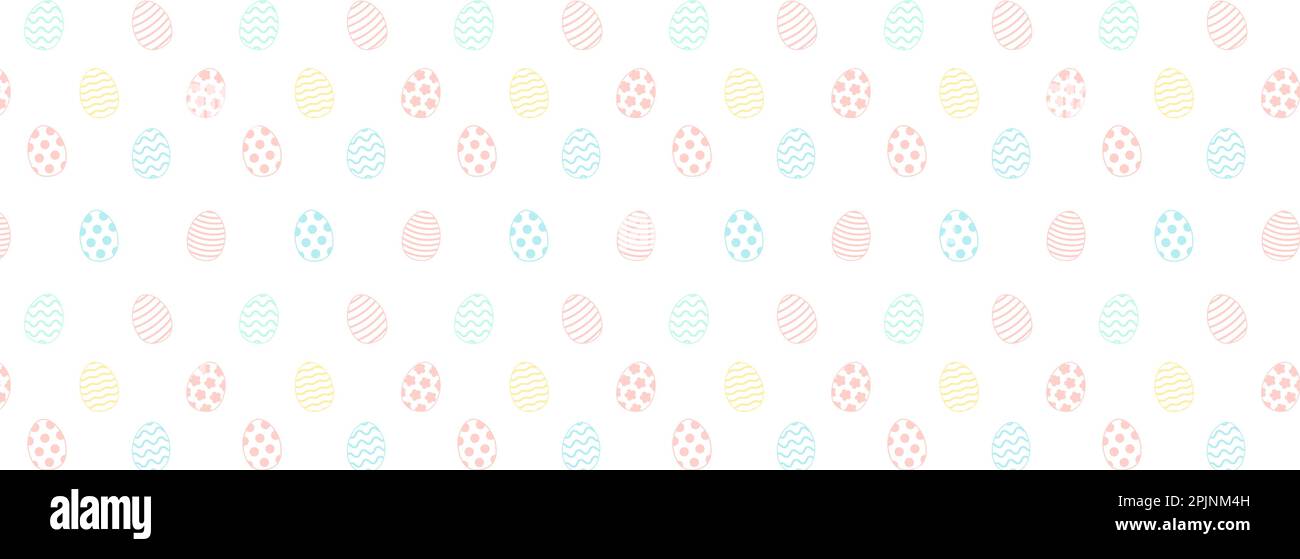 Farbenfrohe ostern Nahtloses Muster. Eier mit Mustern wie Streifen, Tupfen, Blumen. Rosa, grün, blau, gelbes ostermuster oder Hintergrund. Vektor Stock Vektor