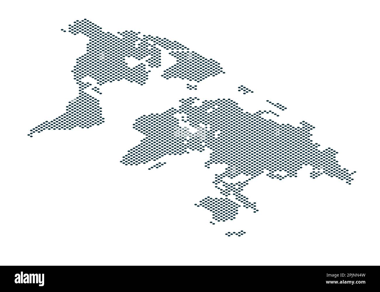 Isometrische gepunktete Erdkarte. Weltkarte aus Punkten. Weltkarte mit Kontinenten wie afrika, amerika, eurasien, europa, asien und australien. Punkte auf Whi Stock Vektor