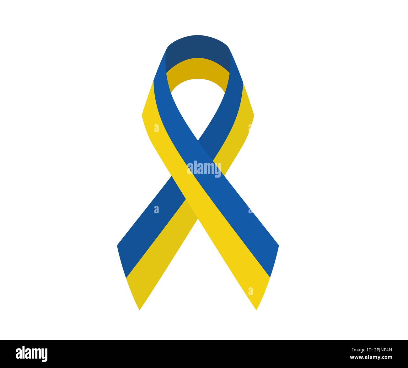 Gelb-blauer Streifen. Ukrainisches Band. Stand mit Ukraine Band. Patriotischer Bogen. Betet für die Ukraine. Vektorgrafik. Stock Vektor