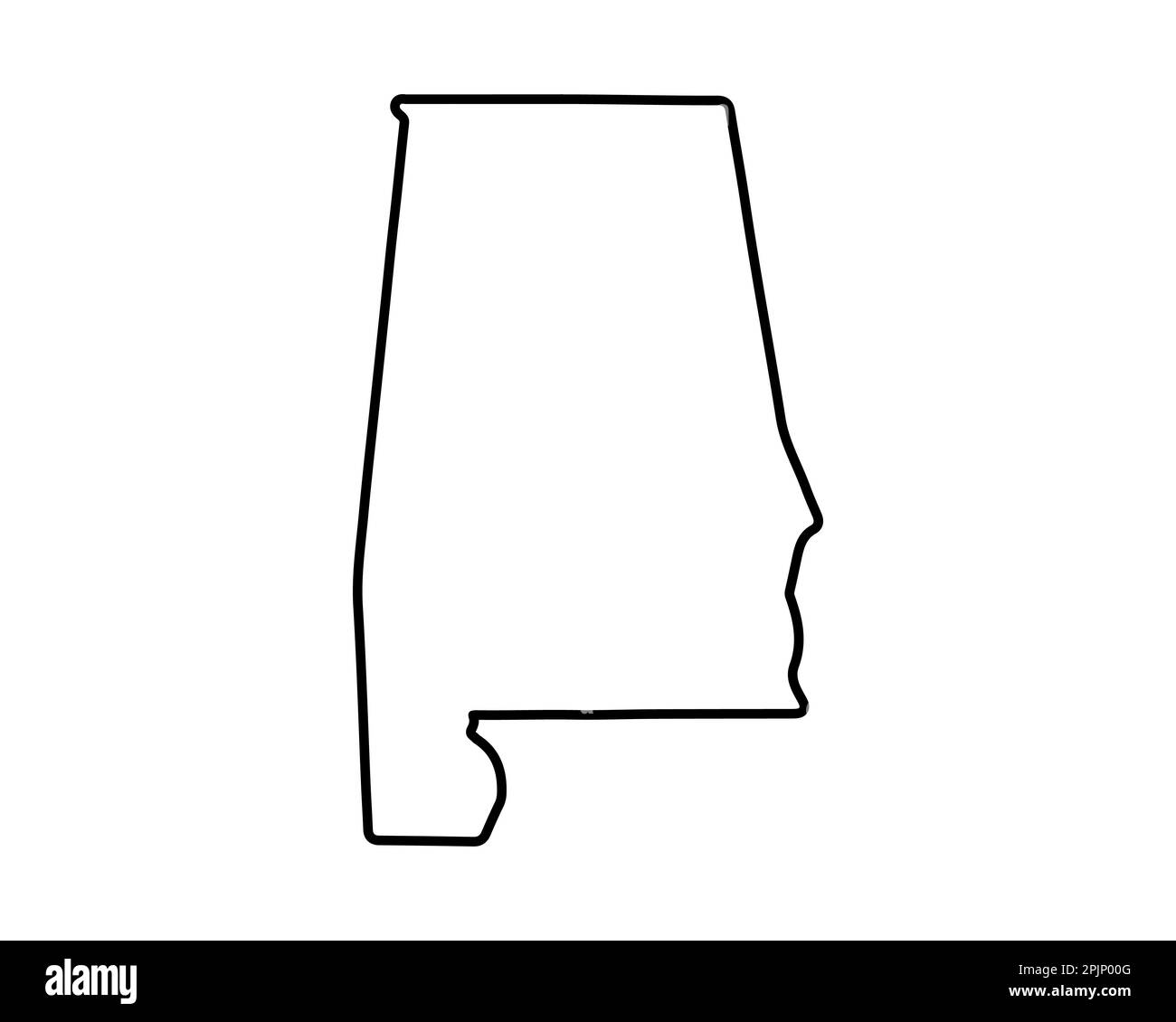 Karte des Bundesstaates Alabama. KARTE des US-Bundesstaates. Umrisssymbol in Alabama. Vektordarstellung Stock Vektor